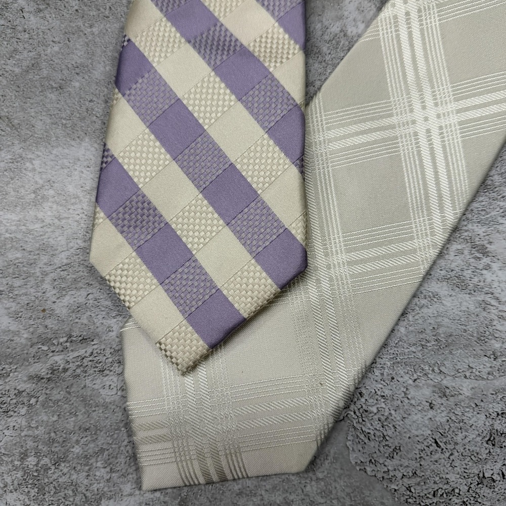Express Tie Set Mens One Size Multicolor Plaids & Checks Silk Pointed 2 Neckties